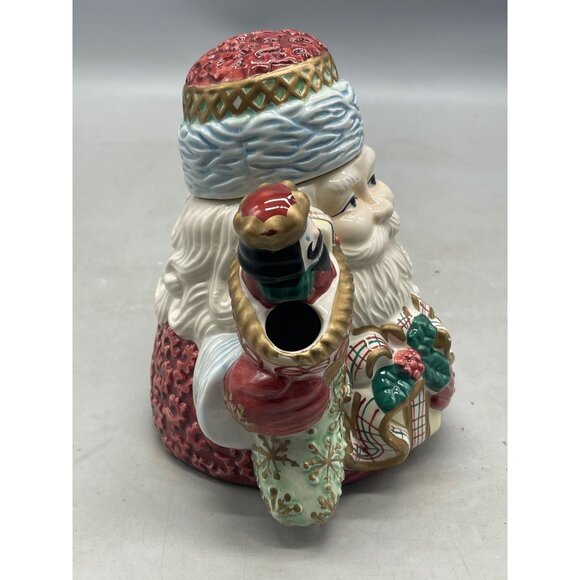 Christmas Santa tea pot & lid Avon St. Nicholas red stocking toy solider READ - Picture 8 of 8